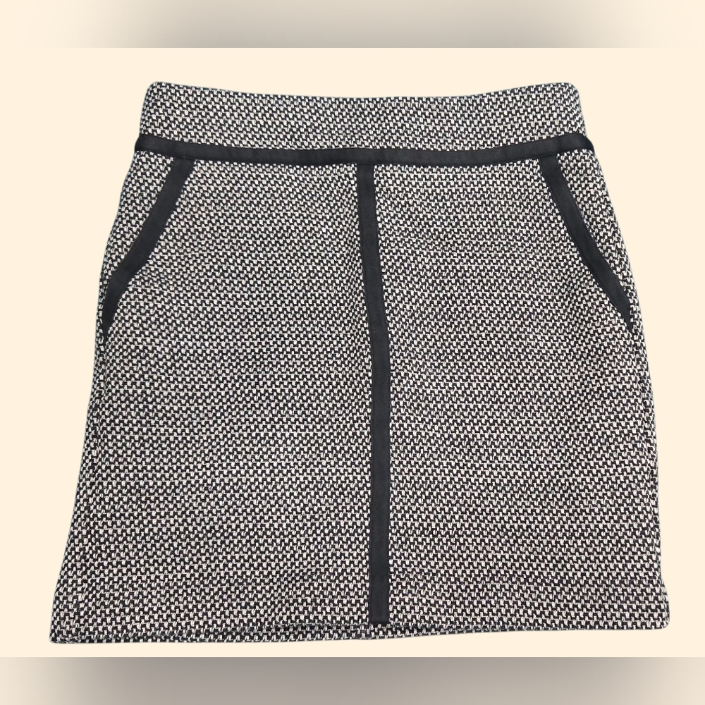 Ann Taylor Loft Tweed Pencil Skirt Black & White w/ Pockets Size 6